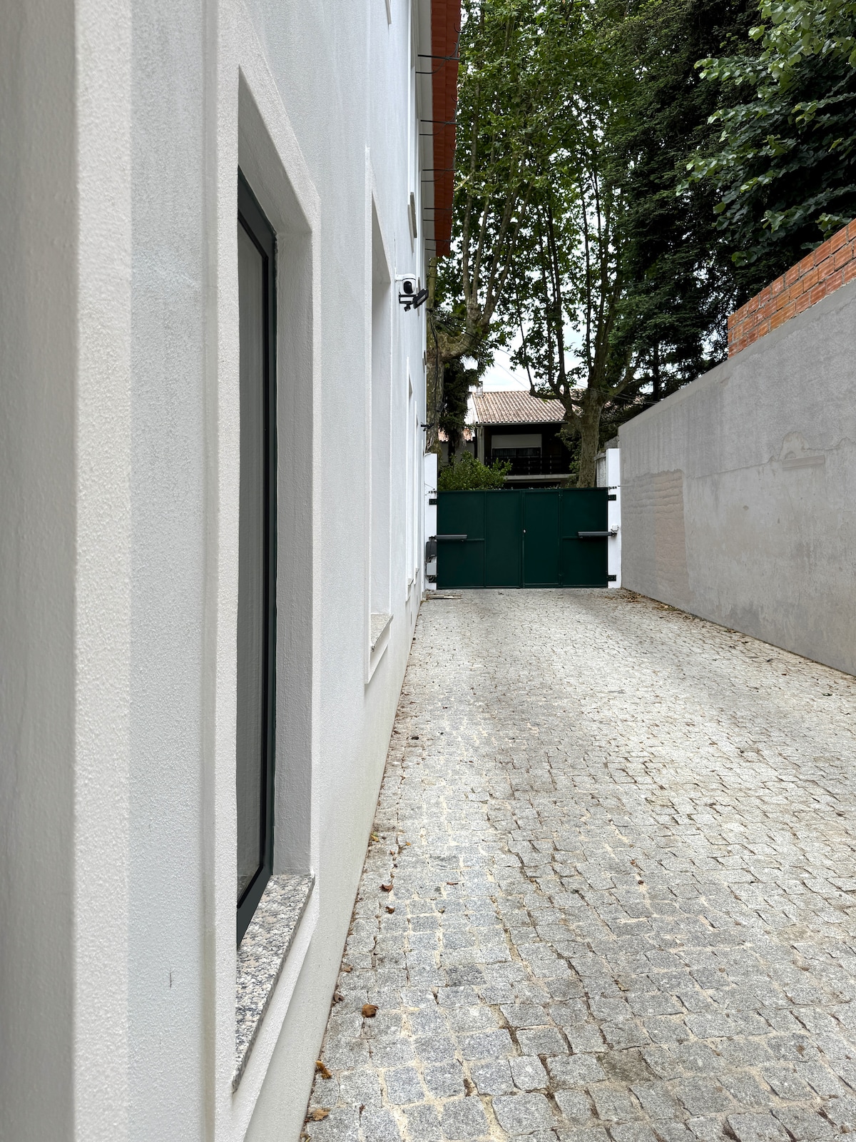 Side passage with cobblestone path